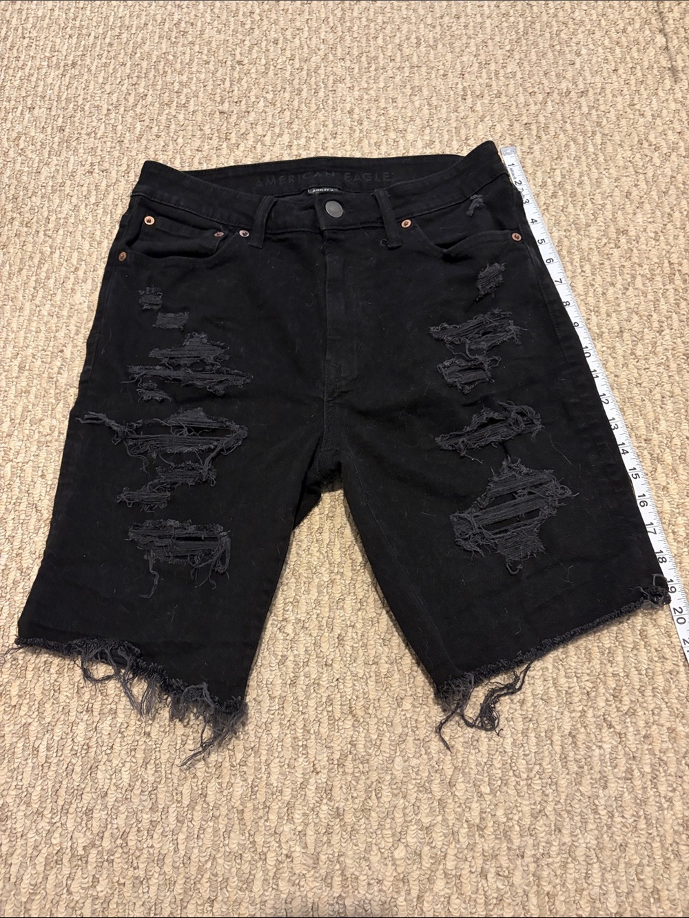 American Eagle Outfitters Black Distressed Cutoff Jean Shorts